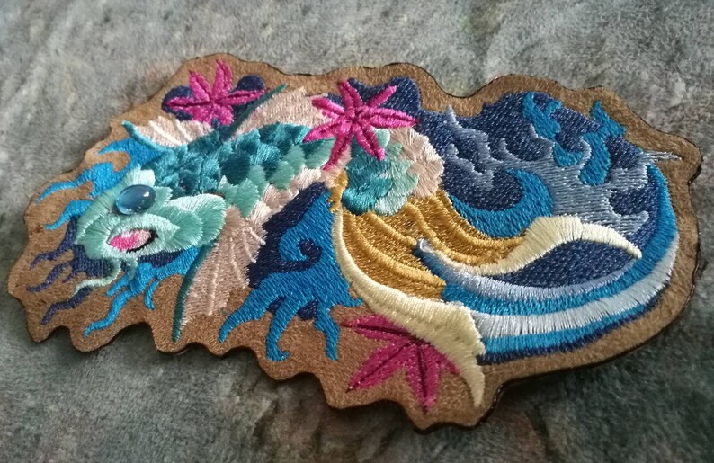 Koi Fish ~ Swim upstream ~ Embroidered sew-on patch
