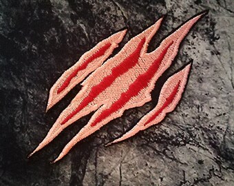 Embroidered clawmark slash patch  ~ Embroidered iron-on patch