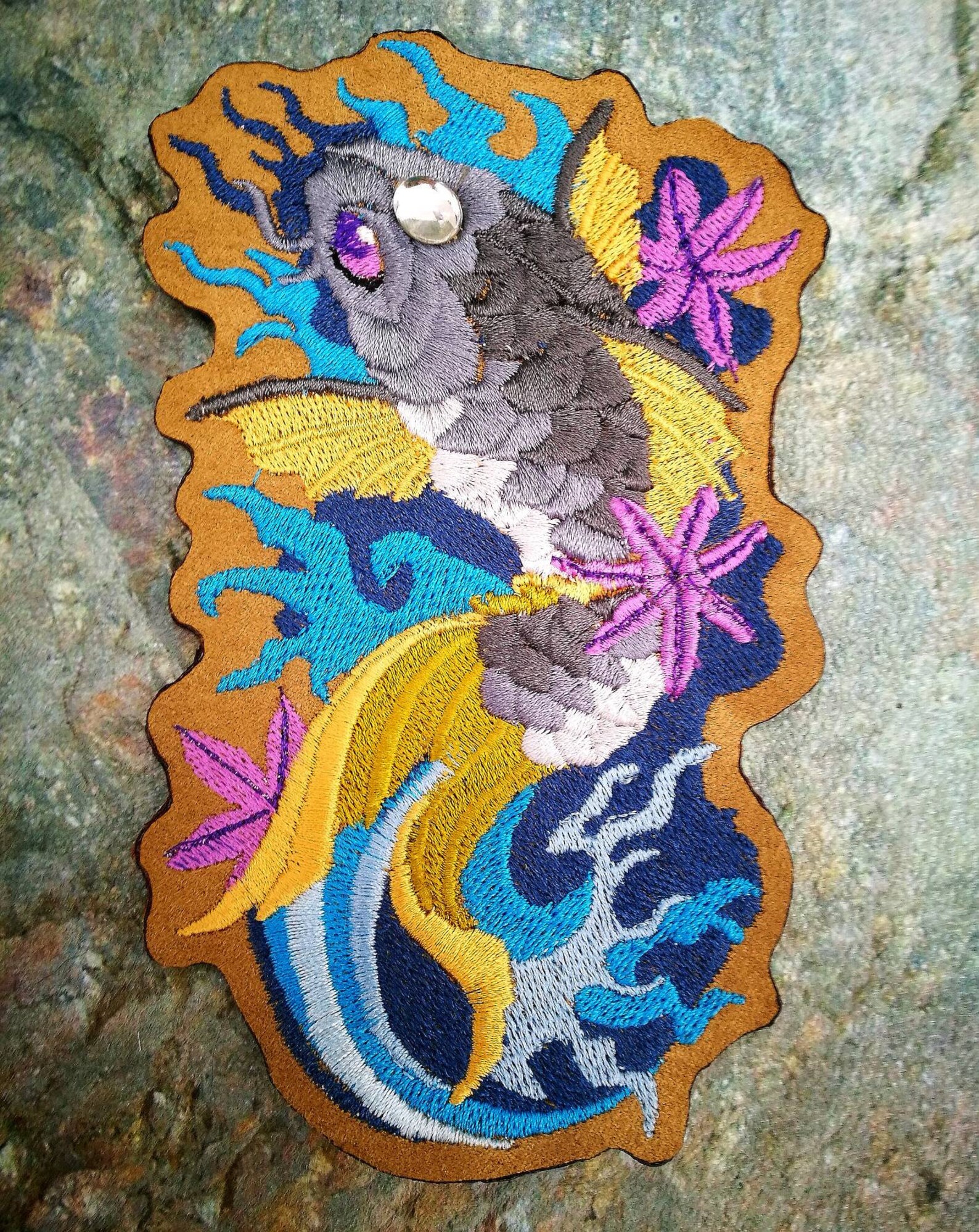 Koi Fish Swim Upstream GREY Embroidered Sewon Patch Etsy