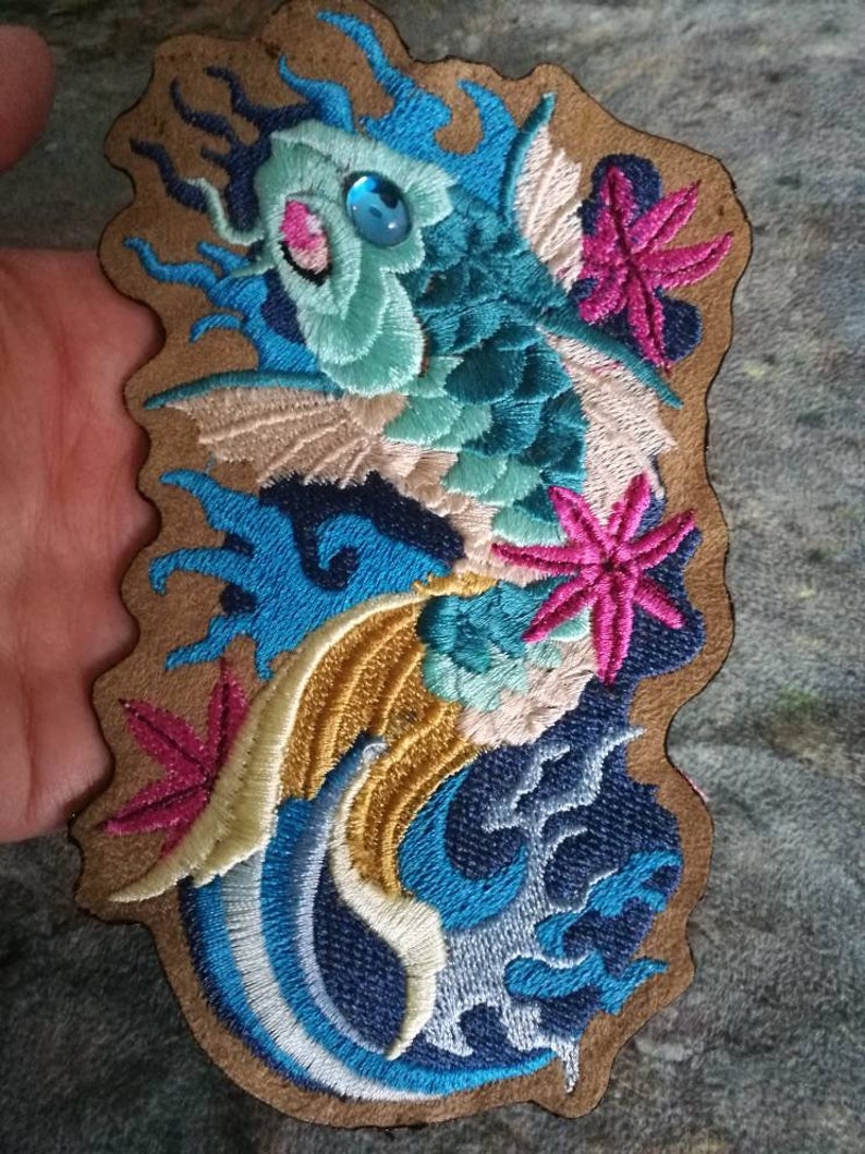 Koi Fish ~ Swim upstream ~ Embroidered sew-on patch