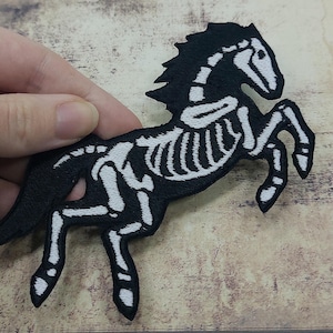 GLOW in the dark horse  X-ray skeleton - Embroidered iron-on patch
