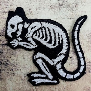 GLOW in the dark Mouse Rat  X-ray skeleton - Embroidered iron-on patch