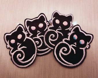 Space kitty ~ reflective eyes 3" ~  Embroidered Iron-on patches