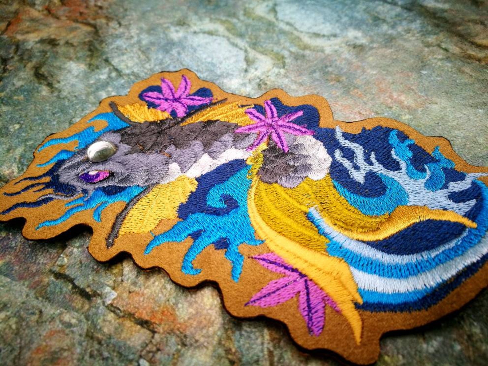 Koi Fish Swim upstream GREY Embroidered sewon patch Etsy