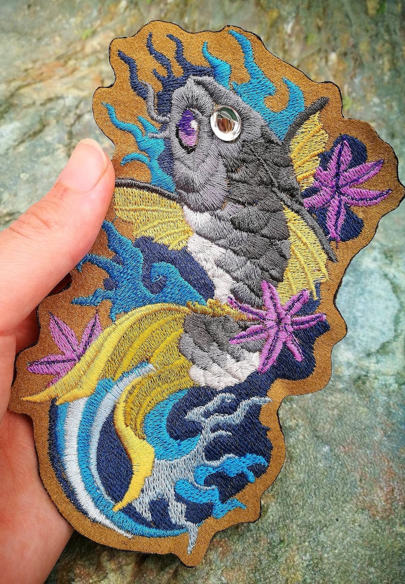 Koi Fish Swim upstream GREY Embroidered sewon patch Etsy