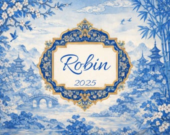 Personalized Mahjong Card Cover, Blue Chinoiserie, 2025 NMJL (Large Card) (please read description)