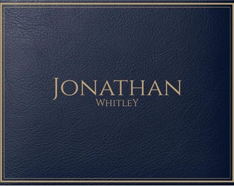 Personalized Mahjong Card Cover (fits size Large NMJL card) - Dark blue leather image (please read description)