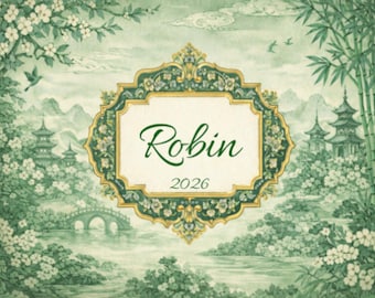 Personalized Mahjong Card Cover, Chinoiserie Design, Fits NMJL Card (Large) (please read description)