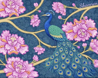 Funda personalizada para tarjeta de Mahjong con diseño de pavo real - Azul (para tarjetas NMJL de tamaño grande) (lea la descripción)