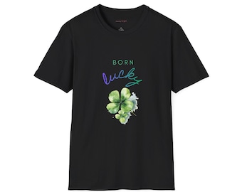Geboren Glücksklee T-Shirt | Vierblättriges Kleeblatt St. Patrick's Day