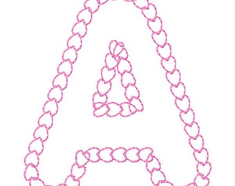 Heart Alphabet Machine  Embroidery Design - Instant Download