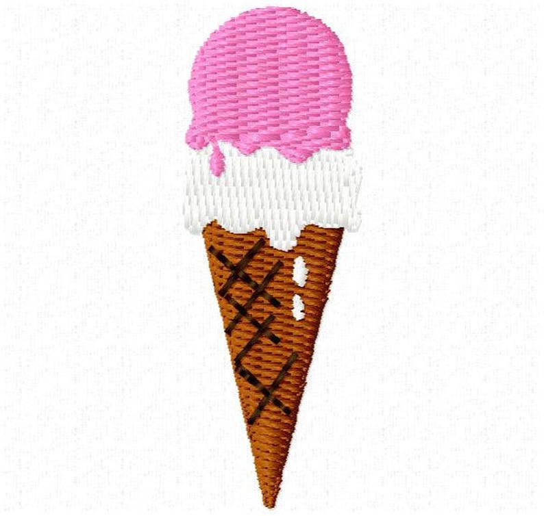 Ice Cream Cone Embroidery Design Instant Download image 1