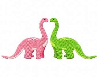 2 Brontosaurus Machine Embroidery Design - Instant Download