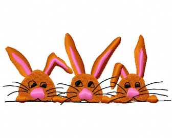 3 Bunnies Embroidery Design - Instant Download