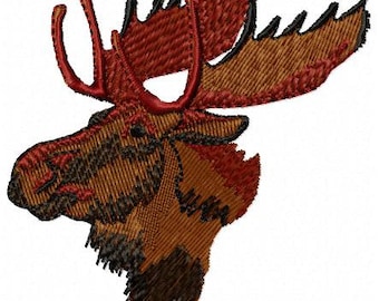 Moose Head Machine Embroidery Design - Instant Download