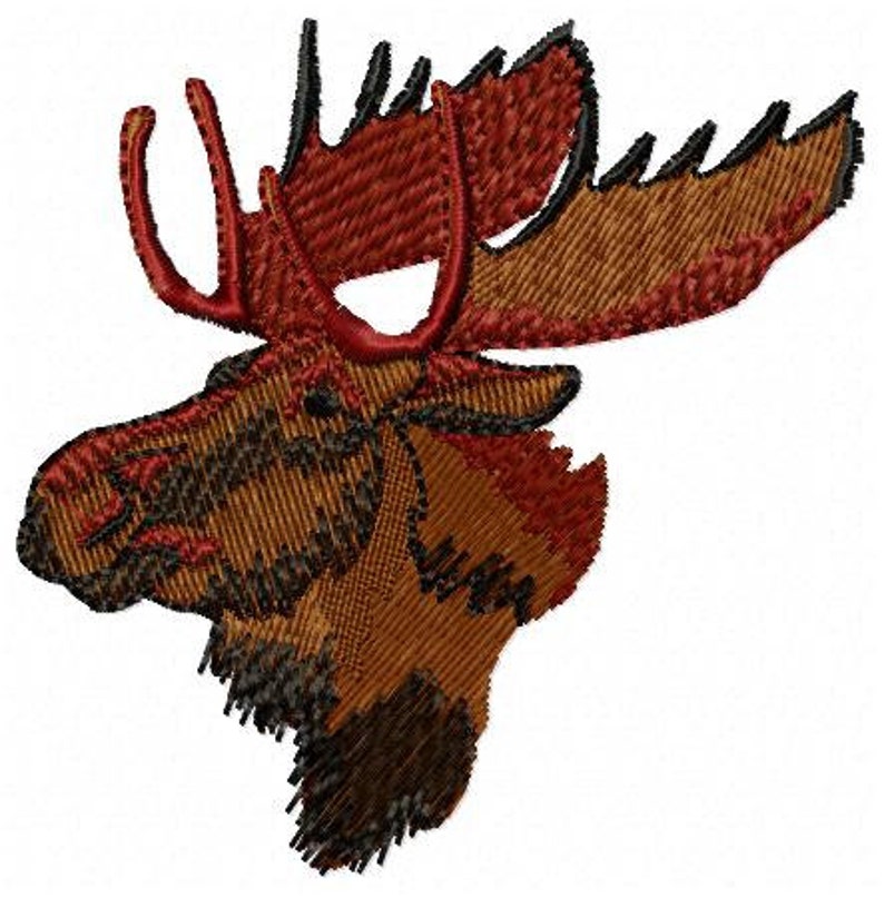 Moose head machine embroidery design instant download  etsy
