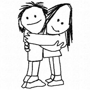 Girl and Boy Hugging Machine Embroidery Design - Instant Download