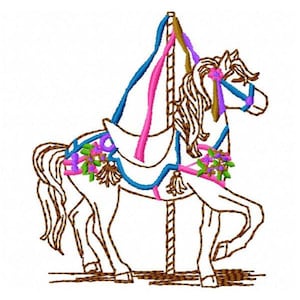 Carousel Horse Machine Embroidery Design - Instant Download