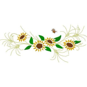 Sunflower Vine Embroidery Design - Instant Download