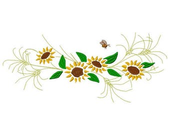 Sunflower Vine Embroidery Design - Instant Download