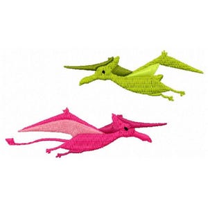 2 Pterodactyl Dinosaurs Machine Embroidery Design - Instant Download