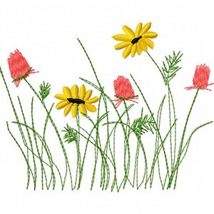 Wildflowers Machine Embroidery Design - Instant Download