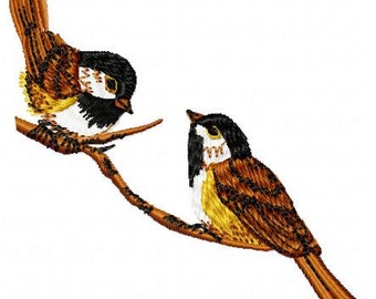 Chickadees Machine Embroidery Design - Instant Download