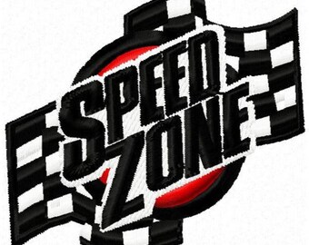 Speed Zone Racing Flags Embroidery Design - Instant Download