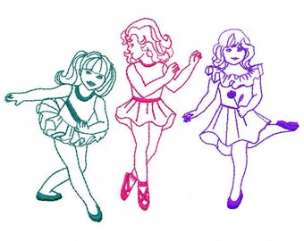 3 Dancers Embroidery Design - Instant Download