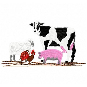 Farm Animals Machine Embroidery Design - Instant Download
