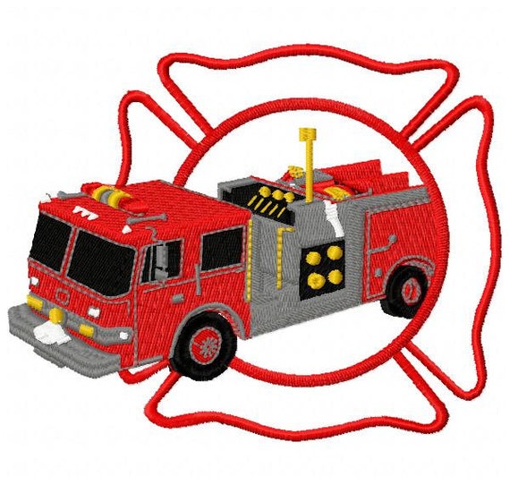 Fire Truck Machine Embroidery Design Instant Download Etsy