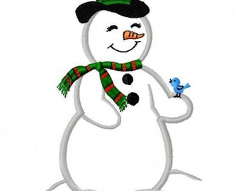 Snowman Machine Applique Embroidery Design