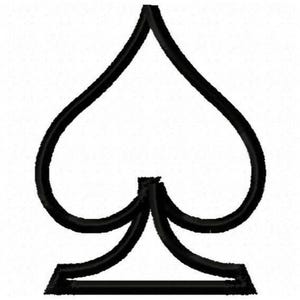 Playing Card Spade Applique Patch Embroidery Design - Instant Download