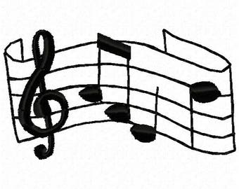 Music Notes Machine Embroidery Design - Instant Download
