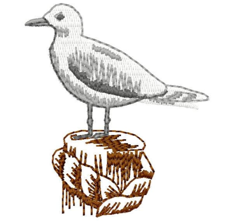 Sea Gull Machine Embroidery Design Instant Download image 1