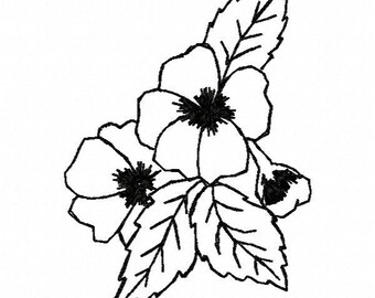 Motif de broderie contour Pansy - téléchargement immédiat