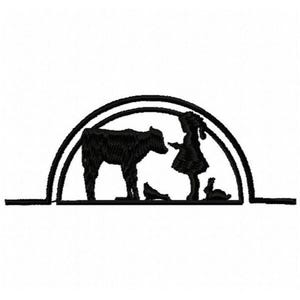 Girl with Animals Machine Embroidery Design - Instant Download