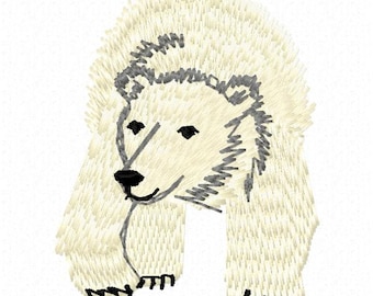 Polar Bear Machine Embroidery Design - Instant Download