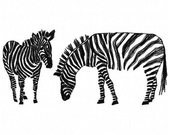 Zebras Machine Embroidery Design - Instant Download
