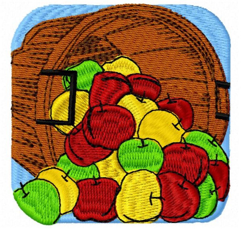 Basket of Apples Machine Embroidery Design Instant Download Etsy