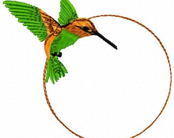 Humming Bird Quilt Label Embroidery Design - Instant Download