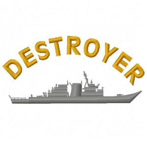 Destroyer Military Ship Embroidery Design - Instant Download