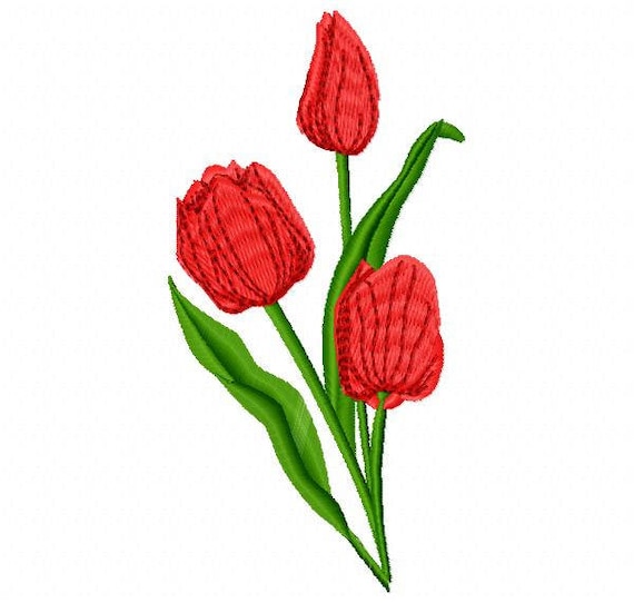 Diseño de bordado tulipanes grandes flores descarga - Etsy México