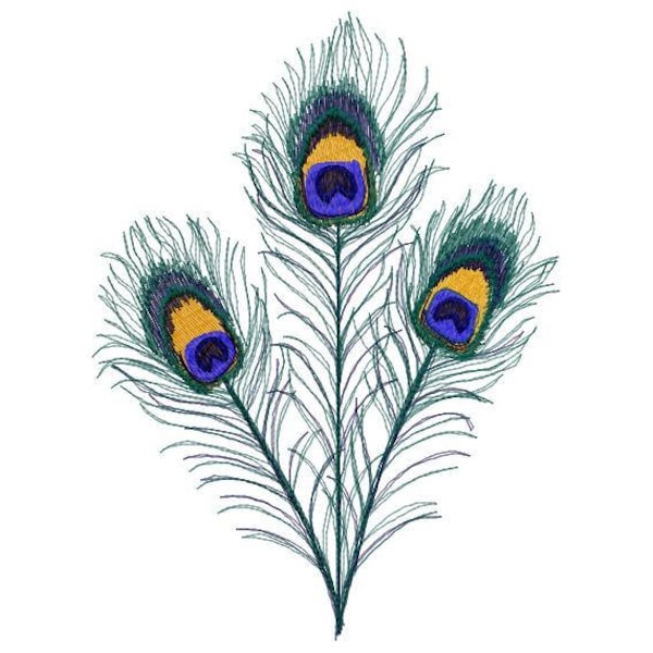 Peacock Feathers Machine Embroidery Design - Instant Download