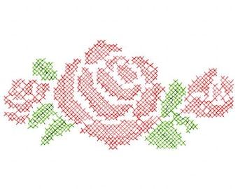 Motif de broderie de Roses au point de croix - téléchargement immédiat