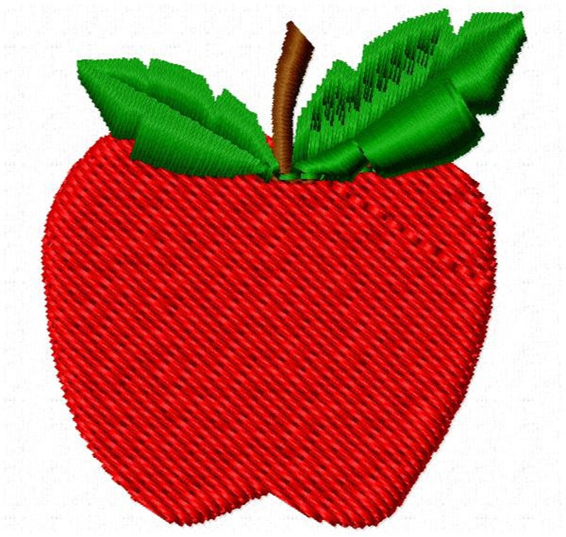 Apple Embroidery Design Instant Download Etsy