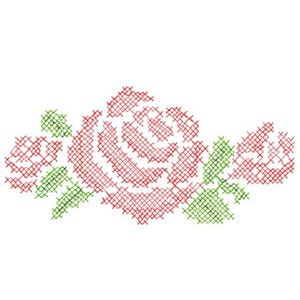Cross Stitch Roses Embroidery Design - Instant Download
