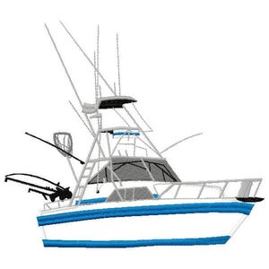 Fishing Boat Applique Embroidery Design - Instant Download
