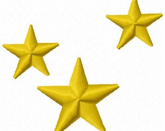 3 Stars Machine Embroidery Design - Instant Download