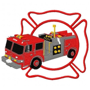 Fire Truck Machine Embroidery Design - Instant Download